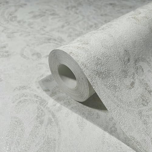 marburg Tapete Weiß Beige Ornamental Barock Klassisch GZSZ für Wohnzimmer oder Schlafzimmer Made in Germany 10,05 x 0,53m