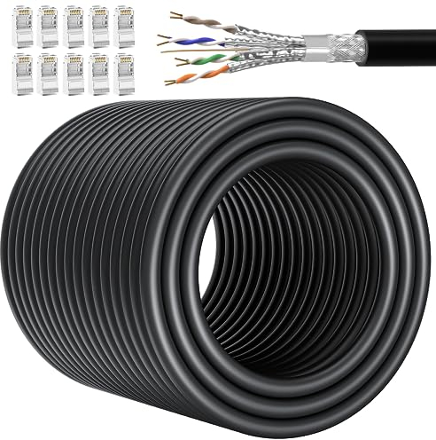 Cable Ethernet 150 metros, Cable de Red Alta Velocidad Cat 7 Cable RJ45 SFTP Blindado Exterior Gigabit Cable de Instalación LAN 150m -10Gbit 600MHz Cable de Internet Impermeables Antiinterferencia