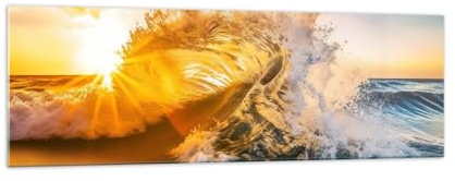 Panorama Bilder auf Glas 160x50cm Glasbild Welle Meer Wasser Groß XXL Wanddeko Bild im Glas Schlafzimmer Küche Wandbilder Dekoration Wohnzimmer Modern Wall Decor Wand Kunstdruck Art GAB160x50-5816