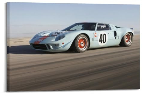 KYTIN Vintage Racing Poster für Ford GT40 Nr. 40 Sportwagen, dekorative Malerei, Leinwand, 20 x 30 cm