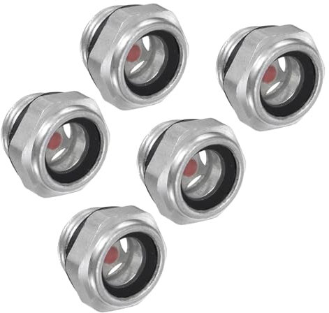 CoCud Visor de Nivel de Aceite para Compresor de Aire, | Rosca Macho G3/8 | Ventana de Vidrio Indicador de Nivel de Aceite con Cabeza Hexagonal de Aluminio, 5 Piezas