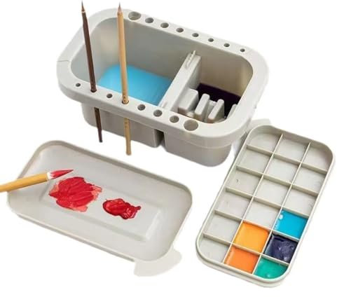 Multi-Function Paint Brush Cleaner Paint Brush Washer Holder and rganizers with Palette for Acrylic, Watercolor, and Water-Based Paints Oil Painting Hold Artist Brushes