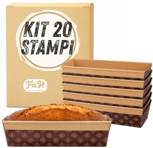 FAH Stampo per Plumcake 600 gr - 20 Stampi per Plumcake 24 cm | in Carta Microonda - Ideale per la Cottura in Forno, Resistente al Calore 220°C, Riciclabile, Made in Italy