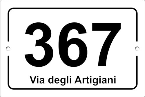 Pubblimania NUMERO CIVICO PERSONALIZZATO Color Bianco, in alluminio composito da 3 mm con Stampa Resistente in Esterno