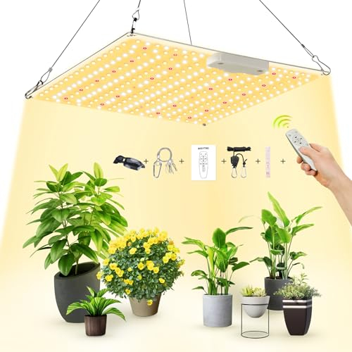 BOSYTRO Grow Light, Focos Led Cultivo Interior de Espectro Completo, 700W luz crecimiento plantas, para Plantas de Interior, Vegetales y Flores, con Control Remoto de Brillo Ajustable