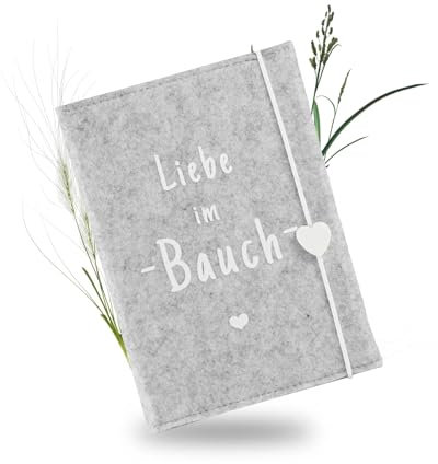 Mutterpass Schutzhülle, Mutterpasshülle, Hülle Mutterpass aus filz für Deutschland Mutterpass (Liebe im Bauch1-Hellgrau)