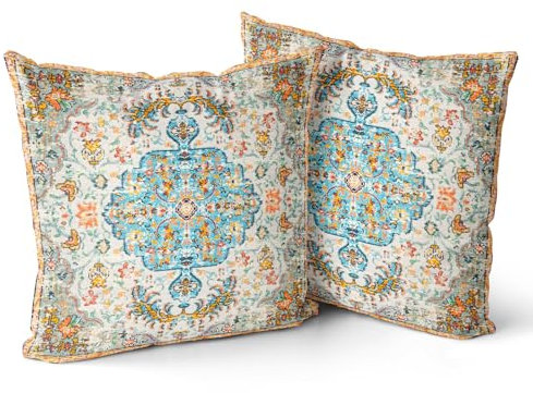 Snylcce 2er Set Boho-Kissenbezüge Mehrfarbig Antike & Vintage Weicher Kissenbezug 45x45 cm für Gartensofa, Sofa, Bett - Zierkissenbezüge 18x18 Zoll