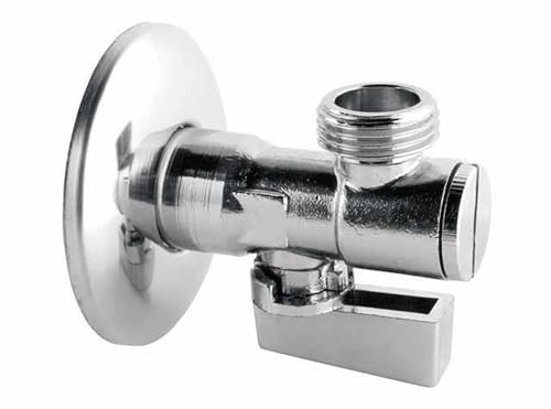 Eckventil 1/2 Zoll x 3/8 Zoll mit Feinfilter, Eckventil für Anschluss Wasserhahn Bad und Küche - Kugelhahn komplett aus Metall mit herausnehmbarem Filter