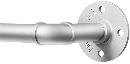 DEFYNEE Curtain Poles for Eyelet Curtains, 80-183cm Industrial Curtain Rods, 25mm Diameter Extendable Curtain Rails Indoor/Outdoor Curtain Rods for Bedroom, Living room, Office -Silver