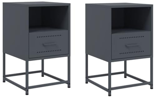 vidaXL Nachttische 2 STK. Anthrazit 36x39x60,5 cm Stahl