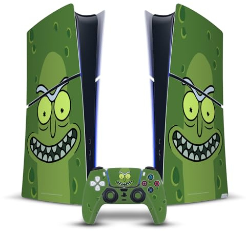 Head Case Designs Offizielle Rick and Morty Essiggurke Rick Grafiken Vinyl Haut Gaming Aufkleber kompatibel mit Sony PlayStation 5 PS5 Slim Digital Edition Console & DualSense Controller