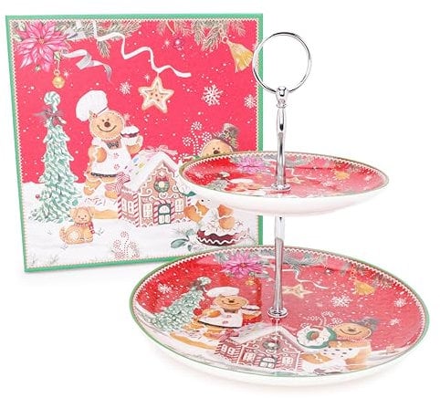 Christmas Concepts® Gamma di stoviglie in ceramica Gingerbread Deluxe (Supporto per torta)