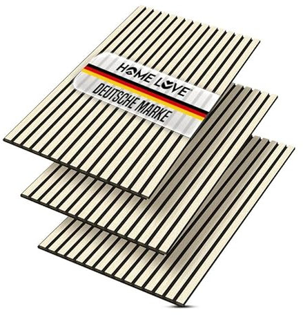 HOME LOVE® Akustikpaneele Holz 118x60 cm – 3er Set mit Echtholz Eiche-Furnier | 3D Wandpaneele Holzoptik mit Filz | Akustikpaneele Holz Wand | Holzpaneele Wand | Akustik Paneele Eiche hell