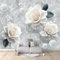 Papier Peint Mural 3D Fleur Rose Perle Blanche 250x175 cm Papier Peint Panoramique Poster Tapisserie Photo, Papier Peint intissé pour Chambre Salon Personnalisé Murale Décoration