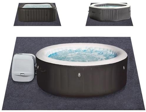 Novelfun Tapis de sol carré imperméable pour jacuzzi, 2,6 x 2,3 m, pour jacuzzi gonflable, dos de tapis de protection extérieur empêche la pénétration de liquide pour protéger le sol, 228,6 cm