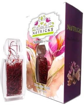 Nutricks Safran in Fäden,2 gramm, premium Qualität (Kategorie1), frei von Farbstoffen, Geschmacksverstärkern und künstlichen Aromen