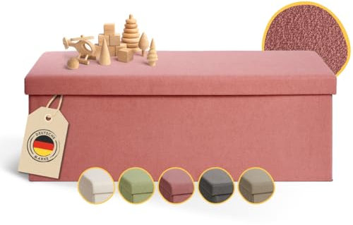 Laleni Sitzbank mit Stauraum geräumig - Truhenbank mit Stauraum 110x38 cm - Sitztruhe mit Stauraum - Bequemer Hocker mit Stauraum - Sitzhocker mit Stauraum Kinder - Sitzbox in Koralle