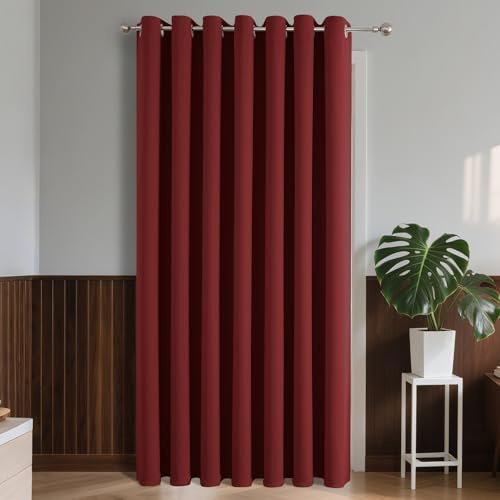 Joydeco Verdunklungsvorhänge 1 Stück,Türvorhang Blickdichte Türgardine,Tür Vorhang mit Ösen Thermo Kälteschutz Hitzeschutz Schallschutz für Schlafzimmer Wohnzimmer(Dunkelrot,1xH225xB135)