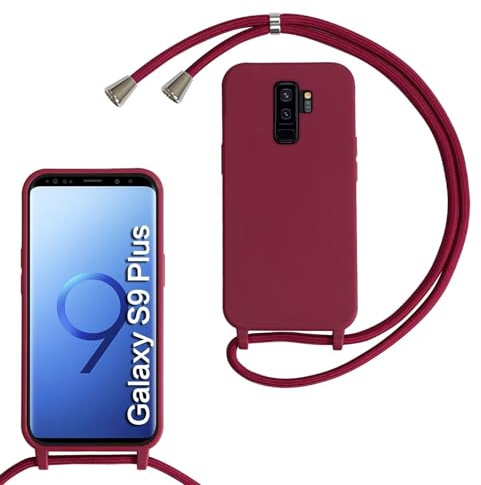 xinyunew Handykette für Samsung Galaxy S9 Plus Hülle mit Band, Handyhülle mit Schnur zum Umhängen, weiche TPU Silikonhülle mit Band [abnehmbar] Halskettenhülle für Samsung Galaxy S9 Plus-Rot