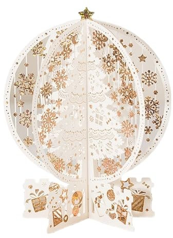 Pop-up Weihnachtskarte – Weihnachtskarte – Weihnachtskarte Schneekugel Pop-Up – Schneeflocken Ornamente für den Urlaub – Weihnachtskarte