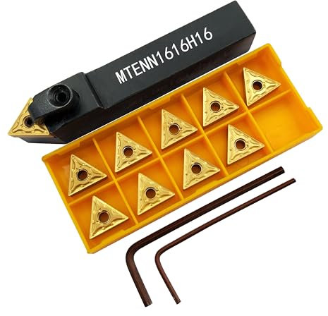 ASZLBYM 5/8 Outil de tournage MTENN1616H16 Barre d'alésage de tour Porte-outils de tournage en métal Porte-outil de externe et 10pièces TNMG160404-MA / TNMG331-MA inserts indexables en carbure