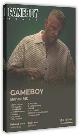 bpoejge Bonez MC Kunstposter, cooles Rapper, Hip-Hop-Musik, Rap-Album, Gameboy-Cover, Trackliste, Fans, Geschenk, Raumdekoration, Leinwand-Poster, Schlafzimmer, Dekoration, Landschaft, Büro