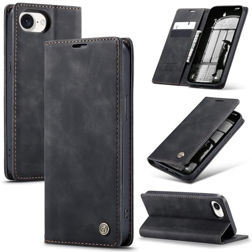Azororo Case for iPhone 17E/16E 5G Premium Leather Phone Cover, Magnetic Stand Flip Case, with Wallet Card Slot Cover for iPhone 17E/16E -Black