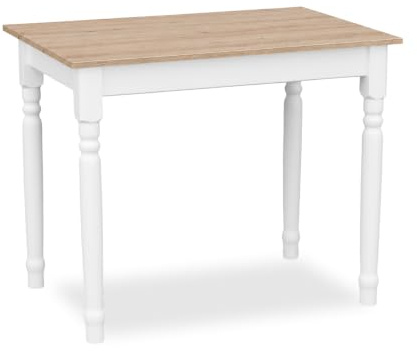 Metdrew Esstisch aus Holz | küchentisch 90x60 | holztisch | Tisch mit dekorativen Beinen | Esstisch für 2 Personen | Tisch klein küche | skandinavisch| küchentisch weiß | Tischplatte: Artisan Eiche