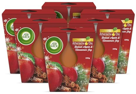 Air Wick Große Wohlfühl-Duftkerze Baked Apple & Cinnamon Joy 6x105g