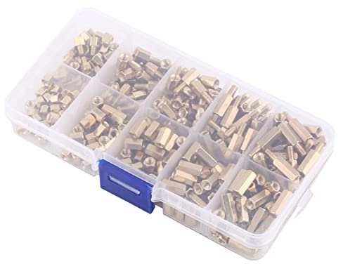 MUNEFE 300Pcs M3 Brass Standoffs, Motherboard Standoff, Male Female Hex Standoff for Meeting Diverse Motherboard Or Project Requirements