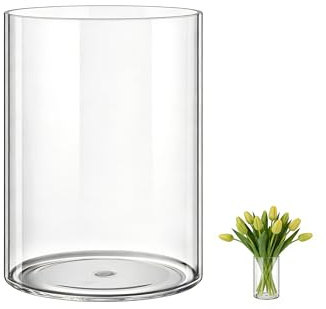MELEJIA Acryl Blumenvase, Bruchsichere Transparente Zylindervase, Modern Acryl Vasen zur Dekoration, Shatterfeste Vase für Hochzeiten, Wohnzimmer, Büro, Hausdekoration-15 cm Durchmesser x 25 cm Hoch