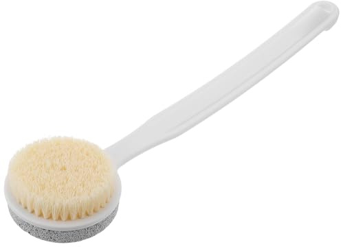 MUSISALY Peeling Bimsstein Fußbürste mit Langem Griff aus Kunststoff und Bimsstein Exfolierend und Tragbar für Pediküre zu Hause im Bad zur Hornhautentfernung