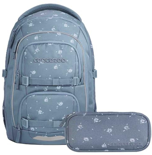 Coocazoo Porter Laser Lights Schulrucksack Set 2tlg. inkl. Schlamperbox (Bloomy Daisy)