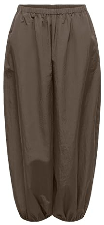 ONLY Damen Parachute Pants Gummizug Braun X_L/34 | Barrel Fit, Casual, Bei max. 30 grad im schongang waschen
