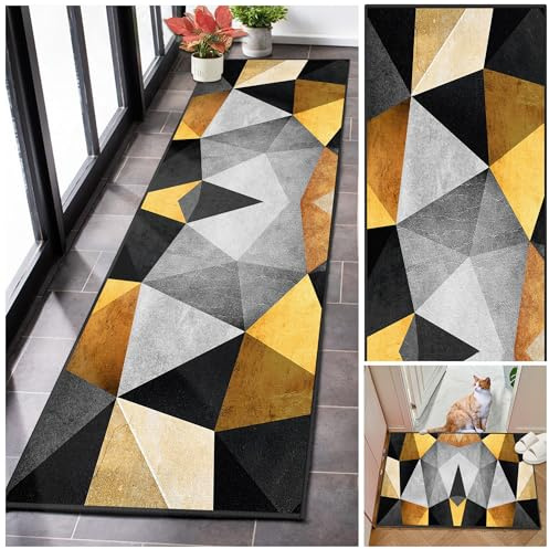 Teppich Läufer Flur Küchenteppich Waschbar Rutschfest Modern Geometrische Kücheläufer Teppichläufer Anpassbar Teppich für Bettvorleger Rutschfest Eingang Schlafzimmer Wäscherei Küche 100 x 300 cm