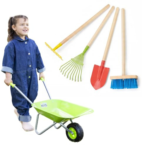 Toyrific Little Roots Complete Kids Gardening Set | Gardening Tools & Wheelbarrow for Kids