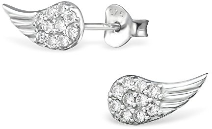 Laimons Damen-Ohrstecker Engels-Flügel Zirkonia Sterling Silber 925