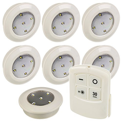 12 x multifunktionale, kabellose, ferngesteuerte LED-Beleuchtung, batteriebetrieben, zum Aufkleben unter Schränken, Theken, Schränken und Decken (12 Stück)
