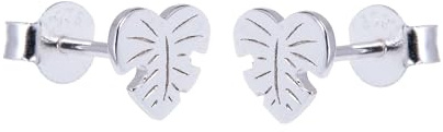 jewellerybox Sterling Silver Palm Heart Leaf Stud Earrings