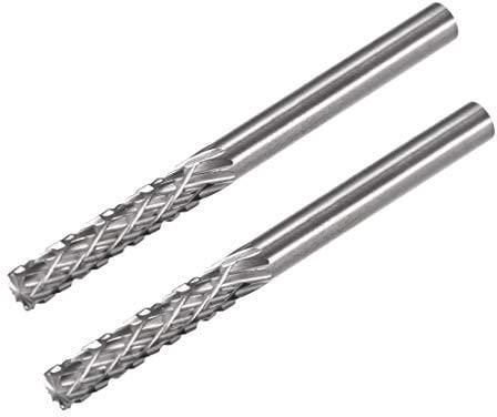 sourcing map Tungsten Carbide Rotary Files 1/8 Shank, Double Cut Top Toothed Cylinder Shape Rotary Burrs Tool 3mm Dia, for Die Grinder Wood Soft Metal Polishing Model Engineering, 2pcs