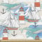 ABAKUHAUS Leuchtturm Gewebe als Meterware, Nautische Walboote, Schön Gewebten Stoff für Polster und Wohnaccessoires, 1M (148x100cm), Lachs Blau
