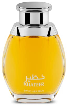 Swiss Arabian Khateer Eau De Parfum Unisex 100ML – Aromatisch, Würzig und Bernsteinig mit Minze, Rose, Oud und Amber – Ein Mysteriöser und Faszinierender Duft