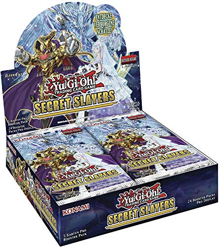 A YuGiOh! Secret Slayers Booster Display | DEUTSCHE Ausgabe | NEU & OVP | Yu-Gi-Oh Karten | + Arkero-G 100 Small Soft Sleeves