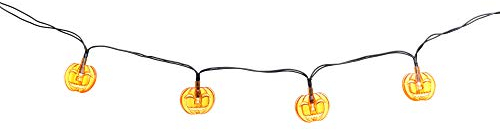 HEITMANN DECO - Halloween Kürbis Lichterkette, 10 LEDs, Batteriebetrieben (2xAA), Stimmungsvolle Halloween Lichterketten in Orange, ca. 90 cm, Energieklasse A+