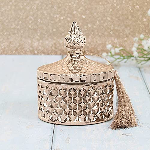 Rose Gold Glass Candle Jar with Honey & Blossom Soy Candle