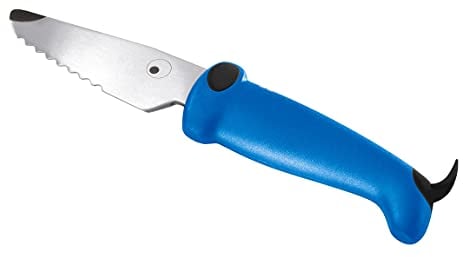 Kuhn Rikon Kinderkitchen Couteau chien avec lame dentelée, Bleu, Couteaux pour enfants à partir de 3 ans