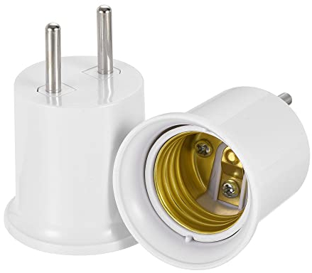 sourcing map Lampenfassung Adapter E26 E27 auf 2 Pin Steckdose Lampensockel Schraubkonverter für LED Birne Weiß Packung mit 4
