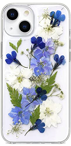 Abbery Handyhülle für iPhone 14 Hülle Durchsichtig Mit Echte Getrocknete Blumen Trockenblumen Motiv Muster süß Dünne Silikon Klar Frauen Mädchen Anti-Kratzer Stoßfeste Schutzhülle