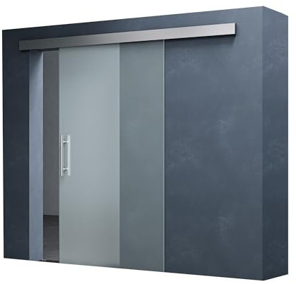Mai & Mai Porta Scorrevole in Vetro 90x215cm, Porta Scorrevole in Vetro Satinato 8mm con Binario e Maniglia Per Asta per Bagno Cucina Studio Ufficio, Amalfi TS14H-900