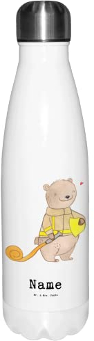 Mr. & Mrs. Panda Personalisierte Thermosflasche Freiwillige Feuerwehr - Personalisierte Geschenke, Feuerwehrmannschaft, Kalthalteflasche Mit
